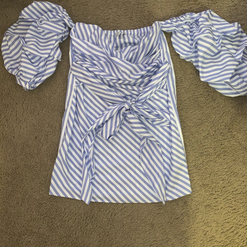 Hot & Delicious Dress-blue/white sailor stripes-L